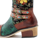 Vintage Handmade Floral Lace-up Boots
