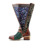 Vintage Handmade Floral Lace-up Boots