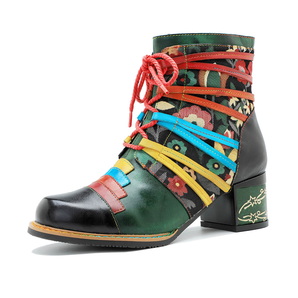 Vintage Handcrafted Patchwork Ankle Boots