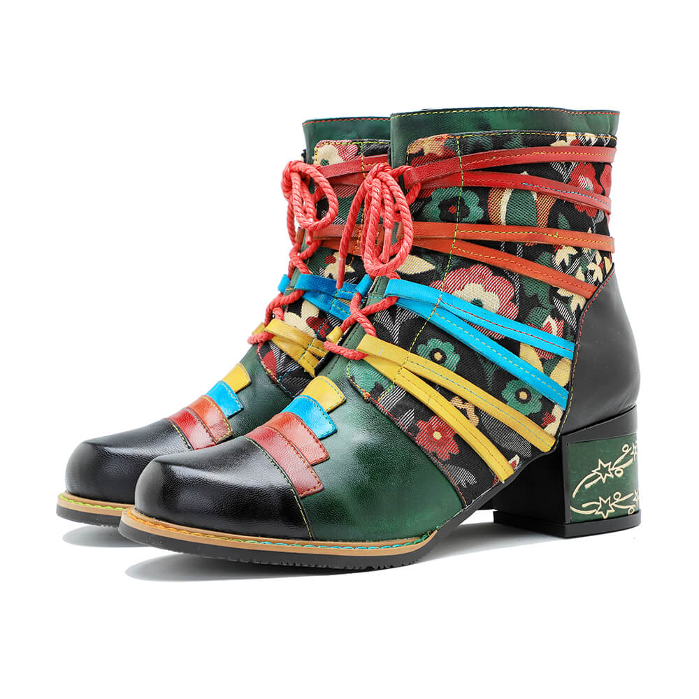 Vintage Handcrafted Patchwork Ankle Boots