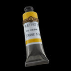 Artist's oil color tube labeled 'Jaune D'Or' on a textured white background