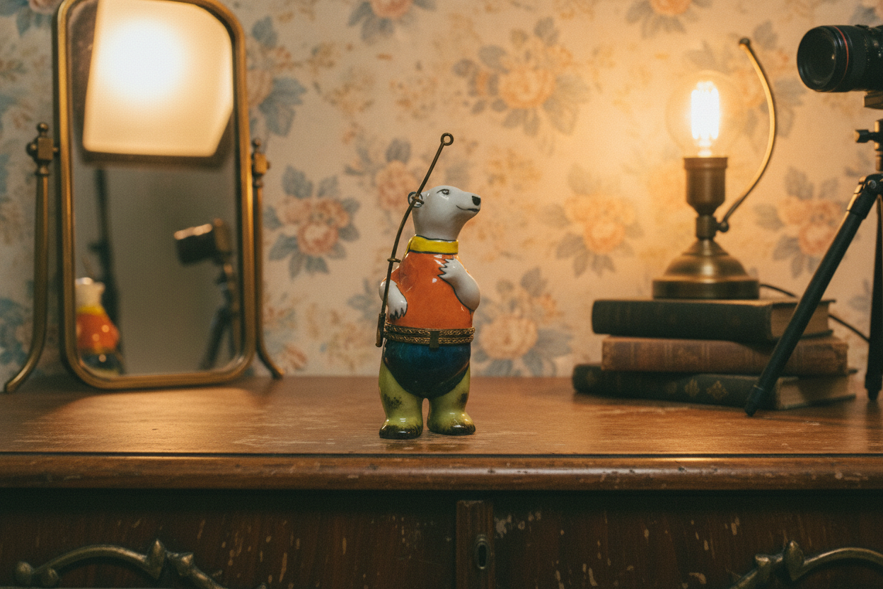 Polar Bear with Fishing Rod Limoges - LADYBIRD LAUGH