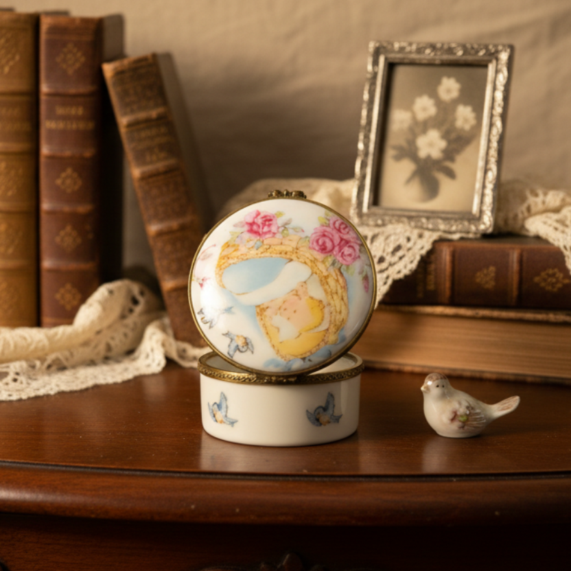 Rochard Limoges Newborn Baby Trinket Box - LADYBIRD LAUGH