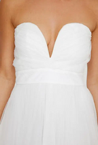 Nasty Gal Ivory Strapless Plunge Neck Tulle Dress - LADYBIRD LAUGH
