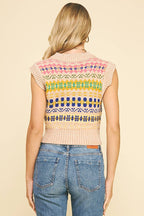 Julia - Pattern V-Neck Sweater Vest