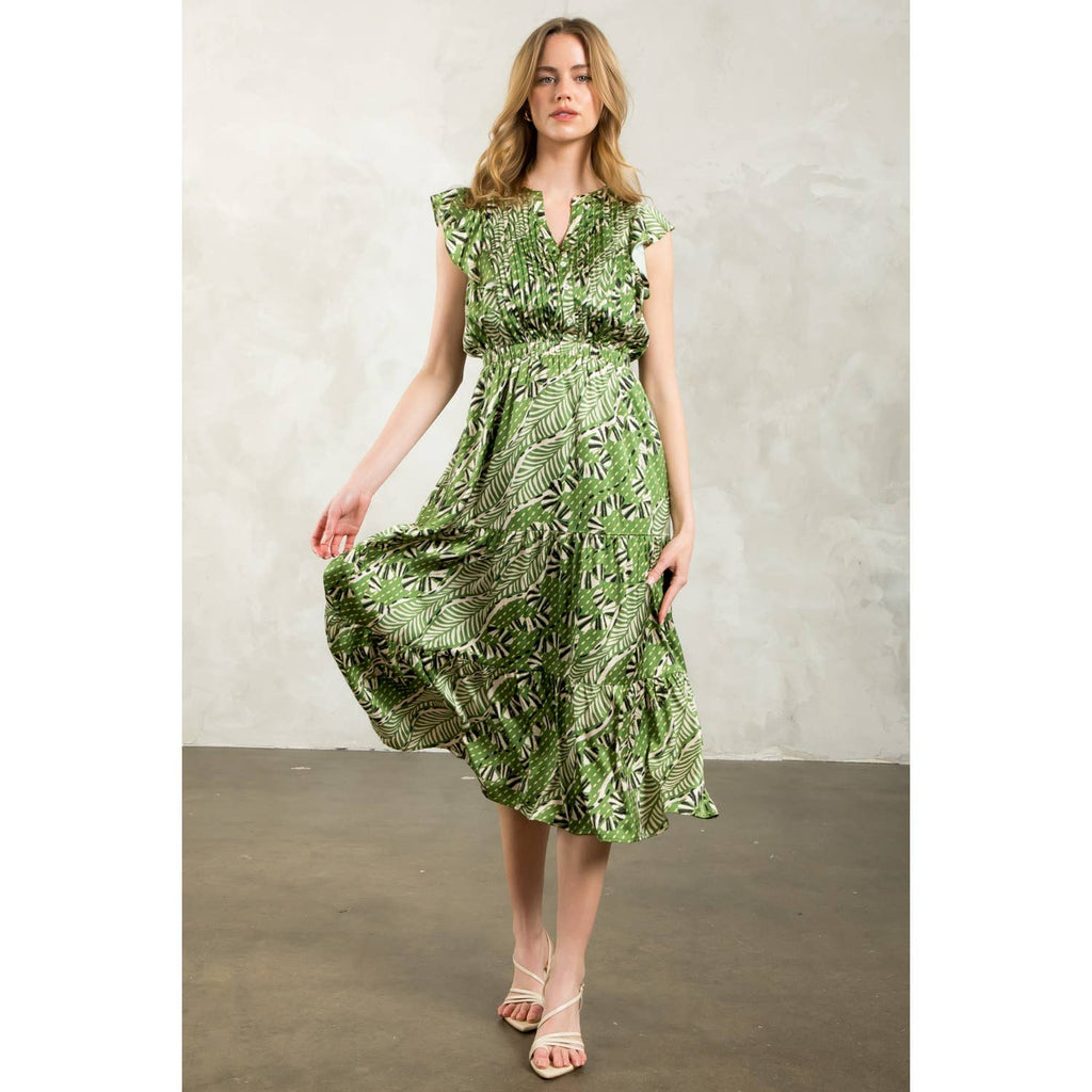Gwen - Flutter Sleeve Print Tiered Dress