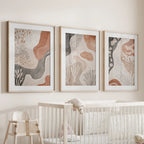 Neutral Terracotta 3 Piece Wall Art. Boho Abstract Prints