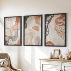 Neutral Terracotta 3 Piece Wall Art. Boho Abstract Prints