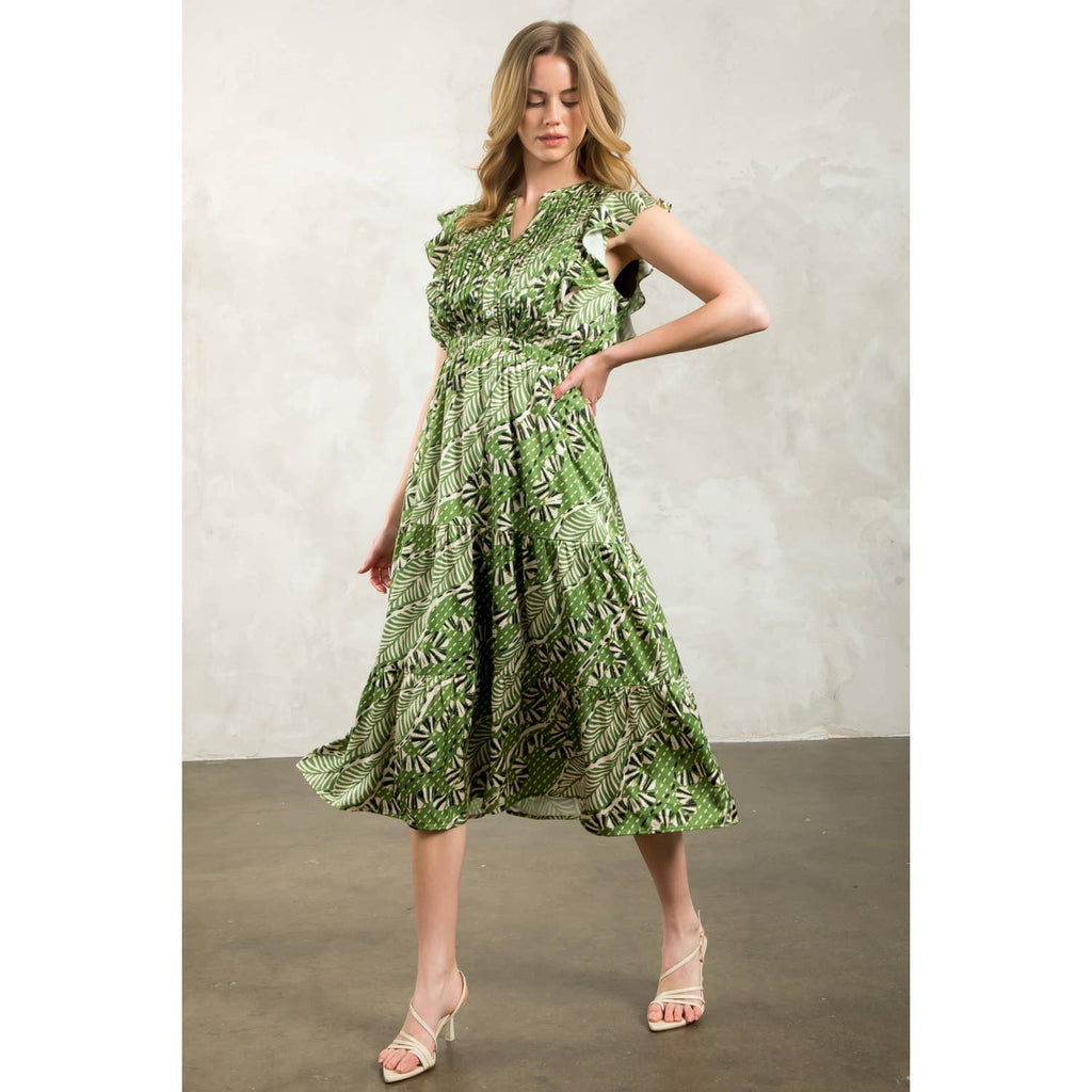 Gwen - Flutter Sleeve Print Tiered Dress