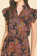 Jana - Leaf Print Tiered Maxi Dress