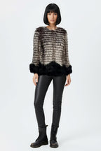 Steve Madden Faux Fur Coat – Ombre Gray & Black Glam Statement Jacket - Medium - LADYBIRD LAUGH