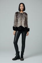 Steve Madden Faux Fur Coat – Ombre Gray & Black Glam Statement Jacket - Medium - LADYBIRD LAUGH