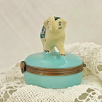 Limoges Castel France Trinket Box – "Gambler" Elephant in Green Garb - LADYBIRD LAUGH