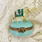 Limoges Castel France Trinket Box – "Gambler" Elephant in Green Garb - LADYBIRD LAUGH