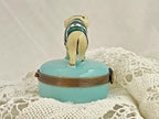 Limoges Castel France Trinket Box – "Gambler" Elephant in Green Garb - LADYBIRD LAUGH