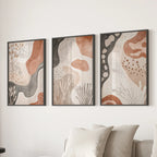 Neutral Terracotta 3 Piece Wall Art. Boho Abstract Prints
