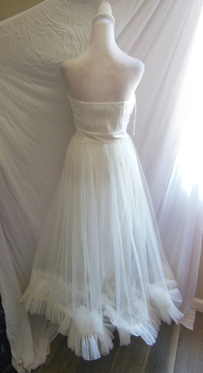 Nasty Gal Ivory Strapless Plunge Neck Tulle Dress - LADYBIRD LAUGH