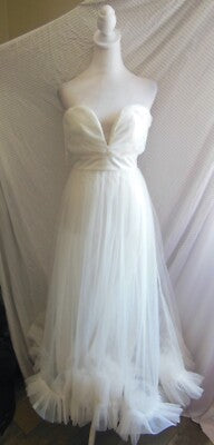 Nasty Gal Ivory Strapless Plunge Neck Tulle Dress - LADYBIRD LAUGH
