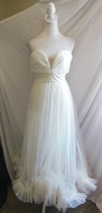 Nasty Gal Ivory Strapless Plunge Neck Tulle Dress - LADYBIRD LAUGH
