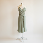 Sage Green Satin Cowl Neck Wrap Dress - LADYBIRD LAUGH