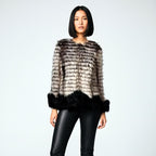 Steve Madden Faux Fur Coat – Ombre Gray & Black Glam Statement Jacket - Medium - LADYBIRD LAUGH