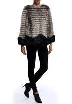 Steve Madden Faux Fur Coat – Ombre Gray & Black Glam Statement Jacket - Medium - LADYBIRD LAUGH